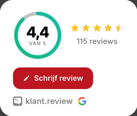 Compact reviewkaartje van Rijwielhandel Boone met 4,4 van 5 uit 115 reviews en een knop om zelf een review te schrijven